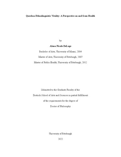 ﻿سرزندگی قومی زبانی کچوا: دیدگاهی از سلامت و از آن