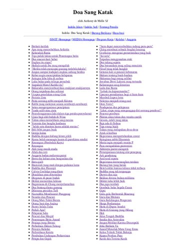 ﻿Anthony Demello Anthony Demello دعای قورباغه PDF (دعای قورباغه - ترجمه اندونزیایی - Bahasa Indonesia ) توسط آنتونی دی ملو، نویسنده آگاهی، آهنگ پرنده، مزخرفات یک دقیقه ای - زبان اندونزیایی، ندای عشق، The دعای قورباغه، حکمت یک دقیقه ای