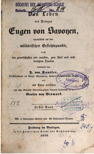 ﻿زندگی شاهزاده یوجین ساووی عمدتاً از دیدگاه نظامی بر اساس معتبرترین و آخرین منابع که برخی از آنها هنوز استفاده نشده است.