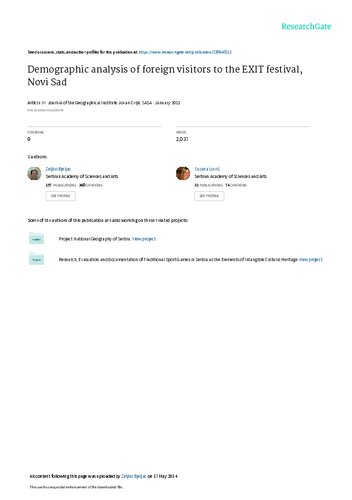 ﻿تجزیه و تحلیل جمعیتی بازدیدکنندگان خارجی جشنواره EXIT، نووی ساد، صربستان