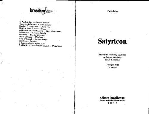 ﻿ساتیریکون [Satiricon]. ترانس. پائولو لمینسکی