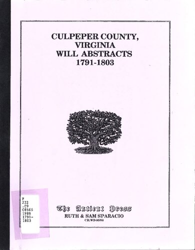 ﻿خلاصه مقالات شهرستان کالپپر، ویرجینیا ویل 1791-1803