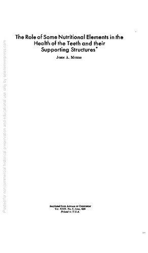 ﻿ید، منیزیم، روی - نقش برخی از عناصر غذایی در سلامت دندان ها و ساختارهای حمایت کننده آنها نوشته جان آ. مایرز