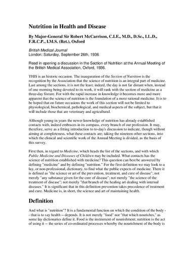 ﻿تغذیه در سلامت و بیماری توسط دکتر رابرت مک‌کاریسون