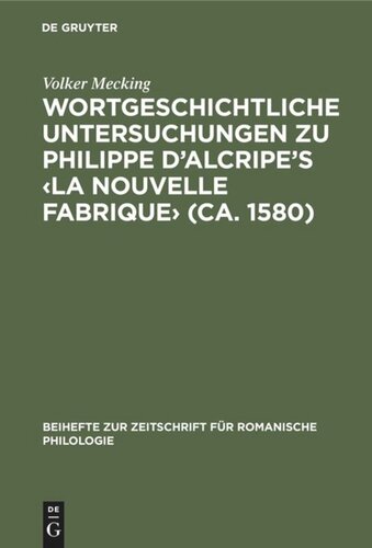 ﻿مطالعات تاریخی کلمه در مورد Fabrique Fabrique Philippe d’Alcript ‹(تقریباً 1580)