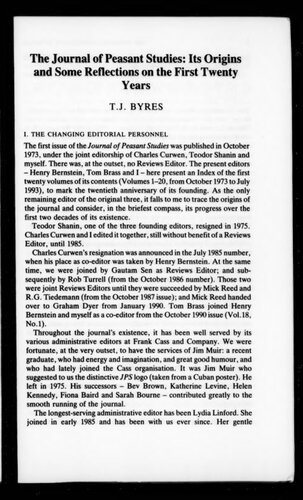 ﻿مجله مطالعات دهقانی: ریشه های آن و برخی بازتاب ها در بیست سال اول
