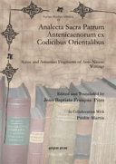﻿Analecta Sacra Patrum Antenicaenorum Ex Codicibus Orientalibus