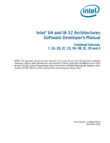 ﻿کتابچه راهنمای توسعه دهنده نرم افزار معماری Intel® 64 و IA-32 Architectures حجم ترکیبی: 1، 2A، 2B، 2C، 2D، 3A، 3B، 3C، 3D و 4