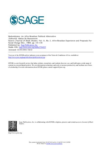﻿Quilombismo: یک جایگزین سیاسی آفریقایی- برزیلی