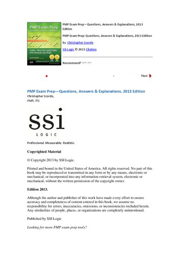 ﻿سوالات، پاسخ ها و توضیحات آمادگی آزمون PMP: 1000 سوال تمرینی PMP با راه حل های دقیق