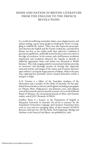 ﻿خانه و ملت در ادبیات بریتانیا از انقلاب های انگلیسی تا فرانسه