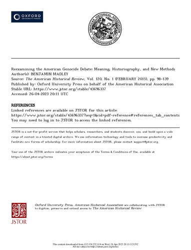 ﻿بررسی مجدد بحث نسل کشی آمریکا: معنا، تاریخ نگاری و روش های جدید