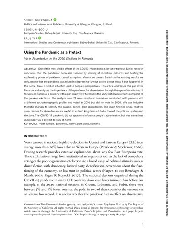 ﻿استفاده از همه گیری به عنوان بهانه: غیبت رأی دهندگان در انتخابات 2020 در رومانی