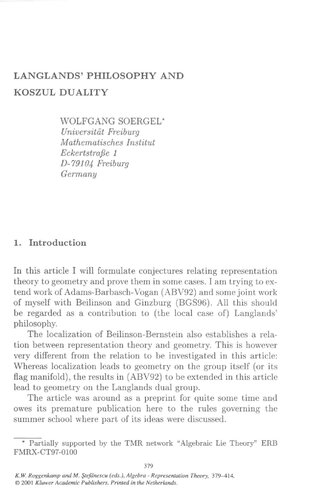 ﻿فلسفه لانگلندز و دوگانگی Koszul