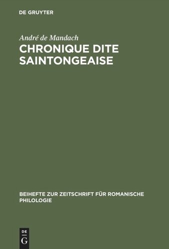 ﻿Chronicle به اصطلاح Saintongeaise: متن فرانسوی-اکسیتان منتشر نشده 