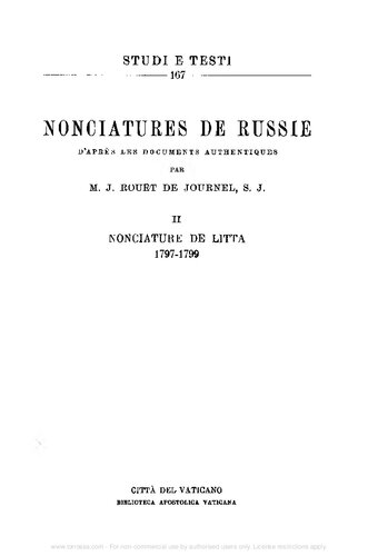 ﻿Nunciatures روسیه (rist. anast.). Nunciature of Litta (1797-1799)