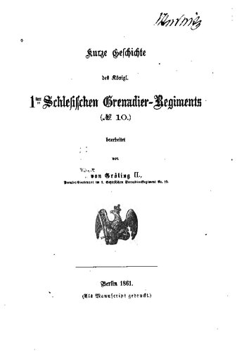 ﻿﻿تاریخچه مختصری از هنگ سلطنتی 1st Grenadier Silesian (شماره 10)