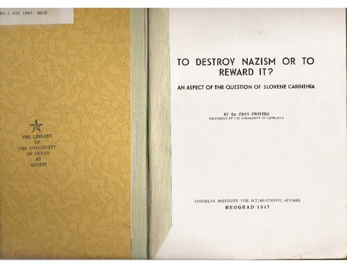 ﻿برای نابود کردن نازیسم یا پاداش دادن به آن؟ جنبه ای از مسئله کارنتیا اسلوونی