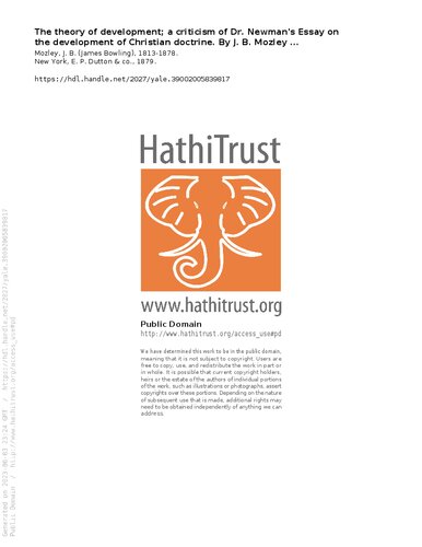 ﻿نظریه توسعه: نقدی بر مقاله دکتر نیومن در مورد توسعه دکترین مسیحی (1878)