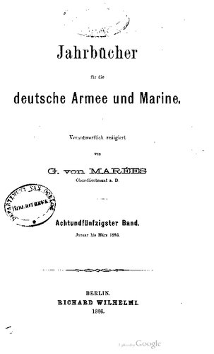 ﻿سالنامه برای ارتش و نیروی دریایی آلمان / ژانویه تا ژوئن 1886