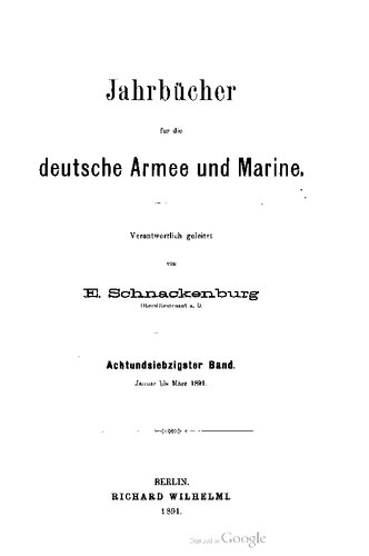 ﻿سالنامه برای ارتش و نیروی دریایی آلمان / ژانویه تا مارس 1891