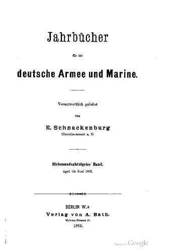 ﻿سالنامه برای ارتش و نیروی دریایی آلمان / آوریل تا ژوئن 1893