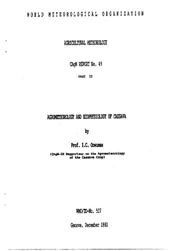 ﻿هواشناسی کشاورزی و اکوفیزیولوژی کاساوا