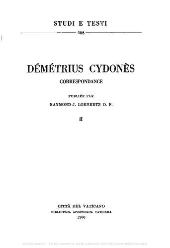 ﻿Demetrius Cydonès. مکاتبات