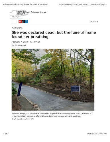 ﻿او را مرده اعلام کردند.