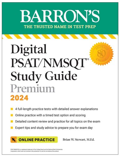 ﻿راهنمای مطالعه دیجیتال PSAT/NMSQT Premium، 2024: 4 تست تمرینی مرور جامع تمرین آنلاین (آمادگی آزمون بارون)