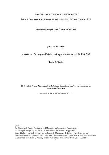 ﻿Anseïs de Carthage - نسخه انتقادی نسخه خطی BnF fr. 793