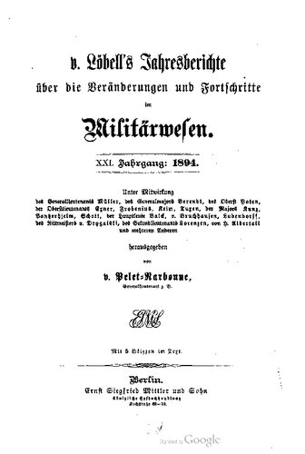 ﻿گزارش سالانه V. Löbell در مورد تغییرات و پیشرفت در ارتش