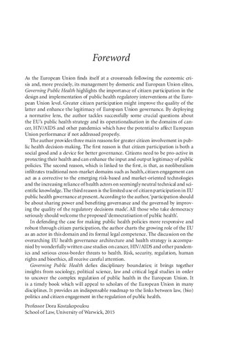 ﻿حاکم بر سلامت عمومی: قانون اتحادیه اروپا، مقررات و سیاست زیستی