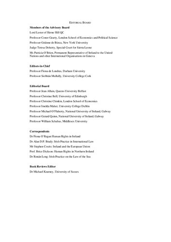 ﻿سالنامه حقوق بین الملل ایرلندی، جلد 7، 2012