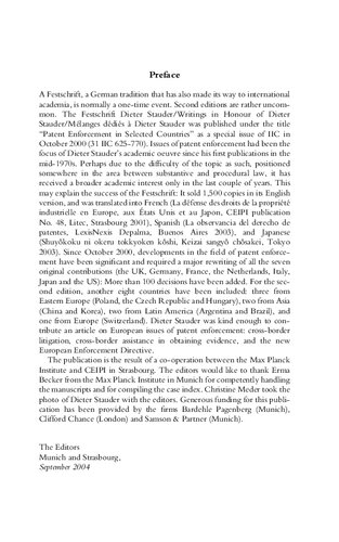 ﻿اجرای پتنت در سراسر جهان: نظرسنجی از 15 کشور: نوشته هایی به افتخار دیتر استادر