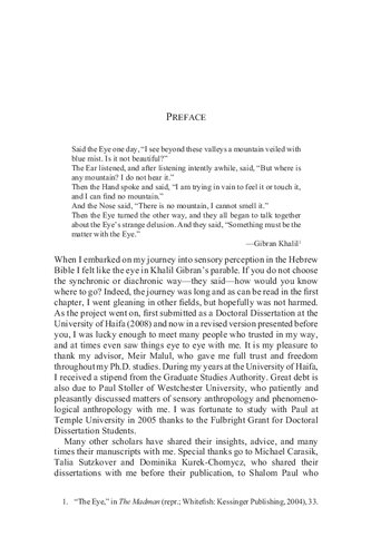 ﻿حواس کتاب مقدس: ادراک حسی در کتاب مقدس عبری