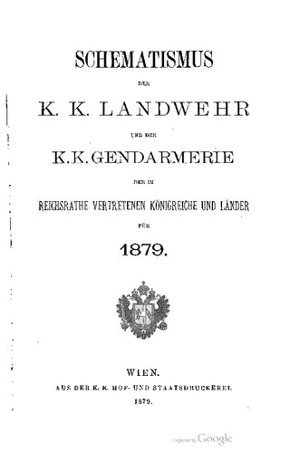 ﻿شماتیسم ک. ک. لندور و ک. ک. ژاندارمری پادشاهی ها و کشورهایی که در شورای امپراتوری در سال 1879 نمایندگی داشتند