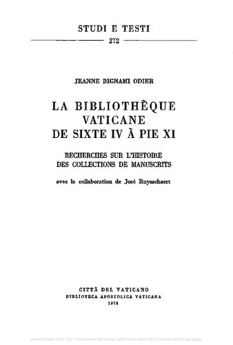 ﻿کتابخانه واتیکان از سیکستوس چهارم تا پیوس یازدهم