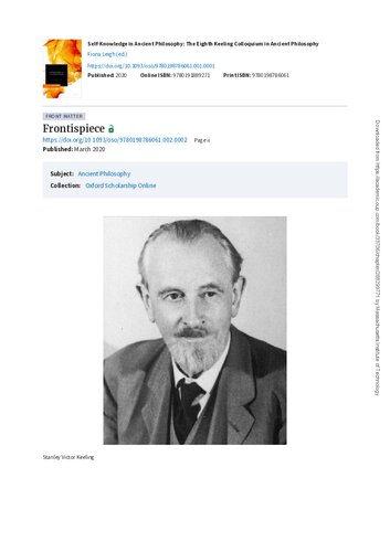 ﻿خودشناسی در فلسفه باستان: هشتمین همایش کیلینگ در فلسفه باستان