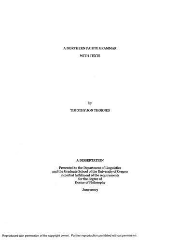 ﻿دستور زبان PAIUTE شمالی با متون