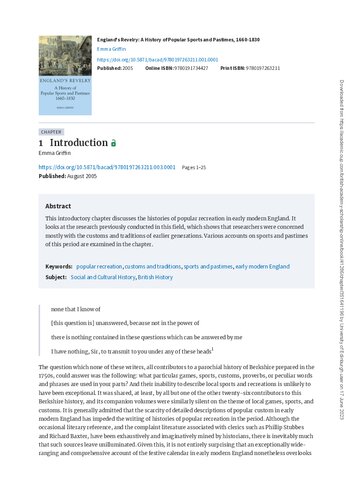 ﻿عیاشی انگلستان: تاریخچه ورزش ها و سرگرمی های رایج، 1660-1830 (تک نامه های کمک هزینه تحصیلی پسا دکتری آکادمی بریتانیا)