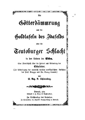 ﻿گرگ و میش خدایان و آن. الواح طلا از نبرد آیدافلد یا توتوبورگ در آهنگ های ادا