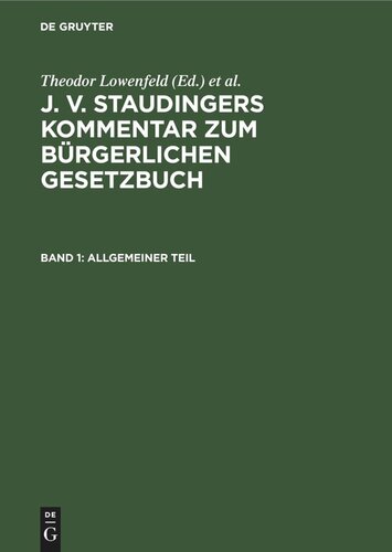 ﻿J.v. تفسیر استودینگر بر قانون مدنی: جلد 1 بخش عمومی