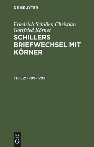 ﻿مکاتبات شیلر با Körner: قسمت 2 1789-1792