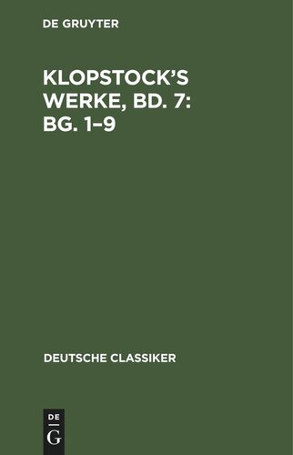 ﻿آثار کلوپستوک، جلد 7: جلد 1-9
