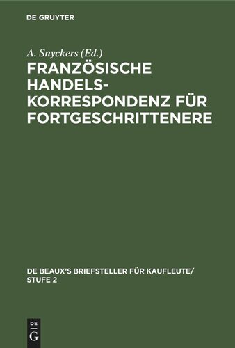 ﻿Handelskorrespondenz für Fortgeschrittenere فرانسوی