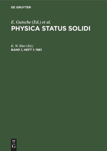 ﻿Physica status solidi: جلد 1، شماره 1 1961