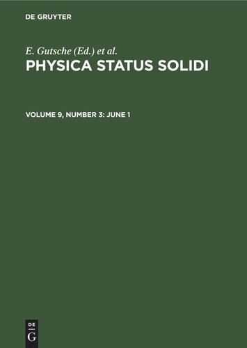 ﻿Physica status solidi: جلد 9، شماره 3، 1 ژوئن