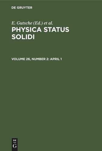 ﻿Physica status solidi: جلد 26، شماره 2، 1 آوریل