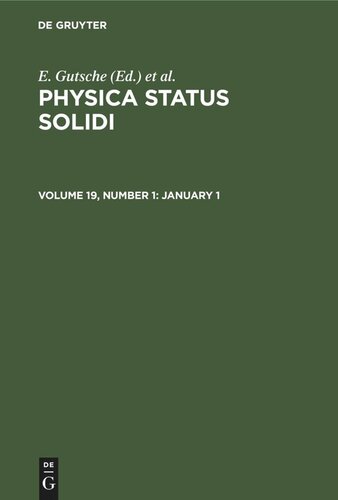 ﻿Physica status solidi: جلد 19، شماره 1، 1 ژانویه